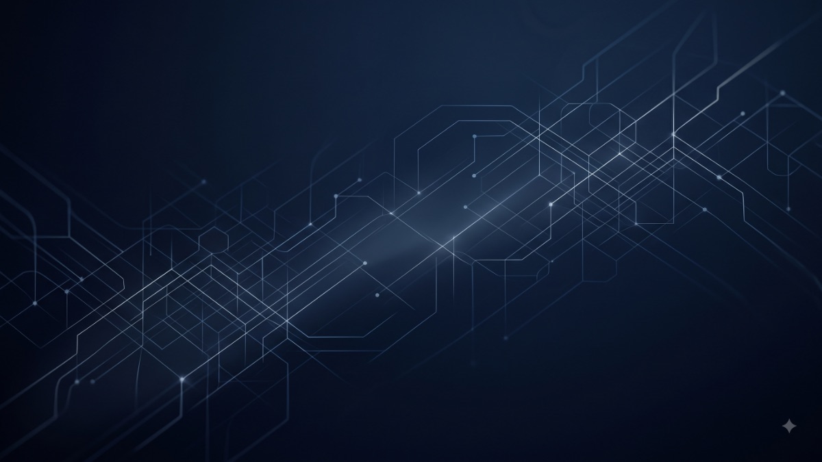 Abstract network of light lines representing artificial intelligence litigation